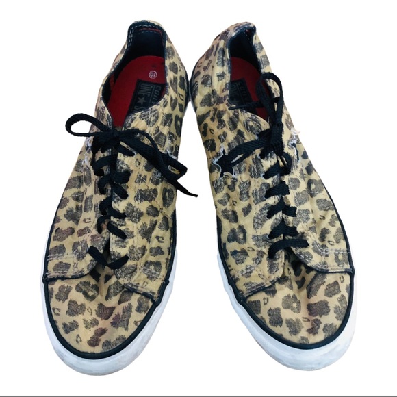 Converse One Start Cheetah Leopard Print Low Top Shoes Size 10 EUC Black & Gold - Picture 4 of 13